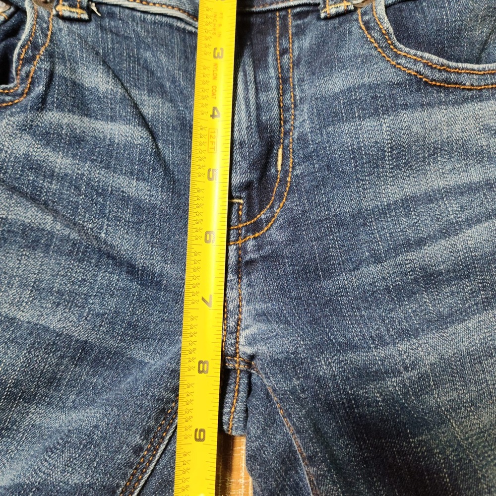 American Eagle Super Stretch Flare Jean Blue Medium Wash Size 4 X-Long Long Rise - Picture 7 of 9
